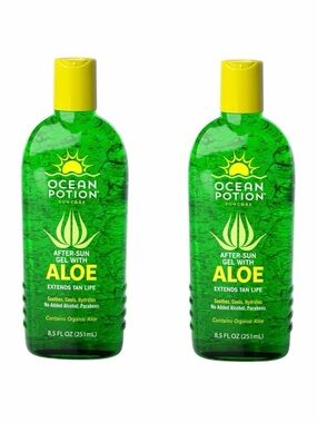 X 2 Ocean Potion Sun Care After Sun Gel, 100% Pure Aloe Face Body After Sun 8.5